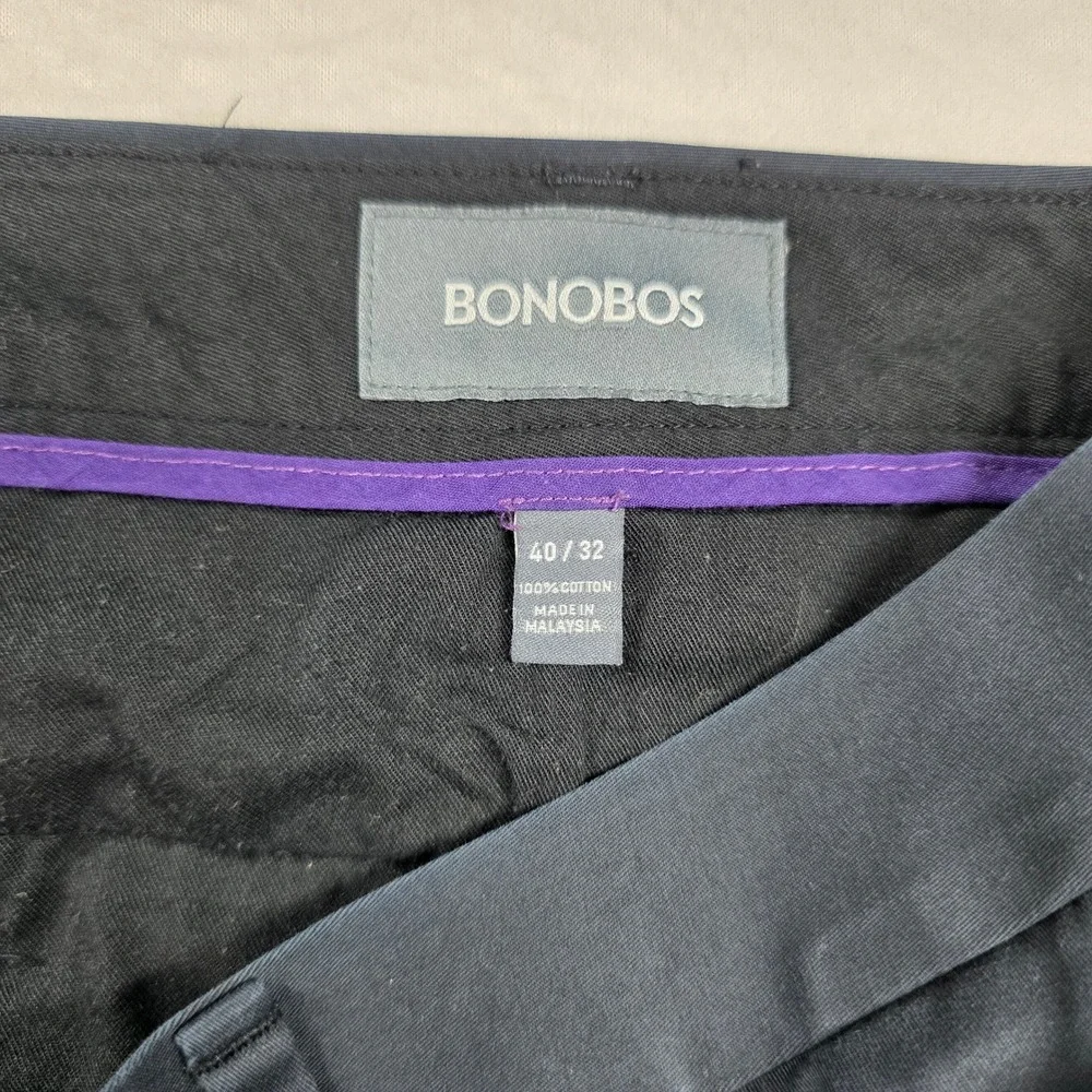 Bonobos Chino Pants Mens 40x32 Black Straight Leg 100% Cotton 11600 BK002